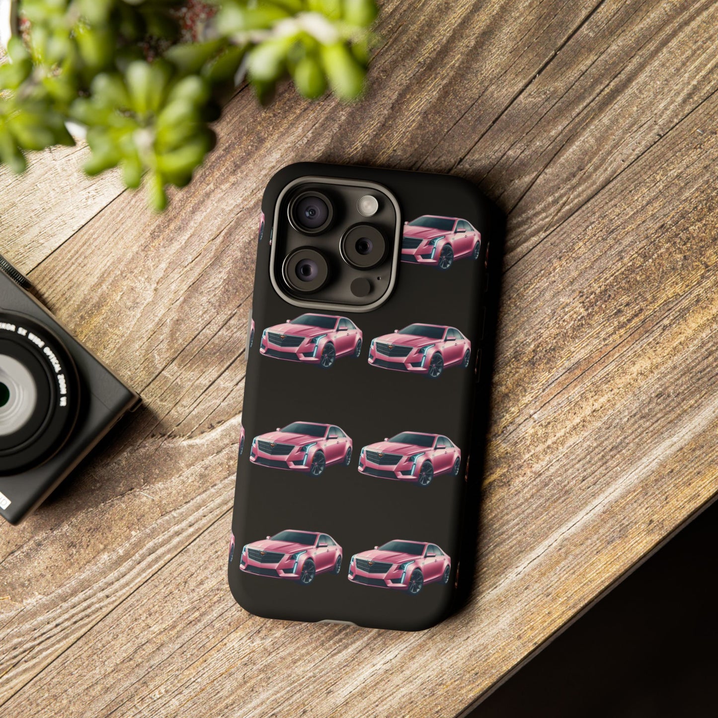 Pink Caddy On Black Phone Case