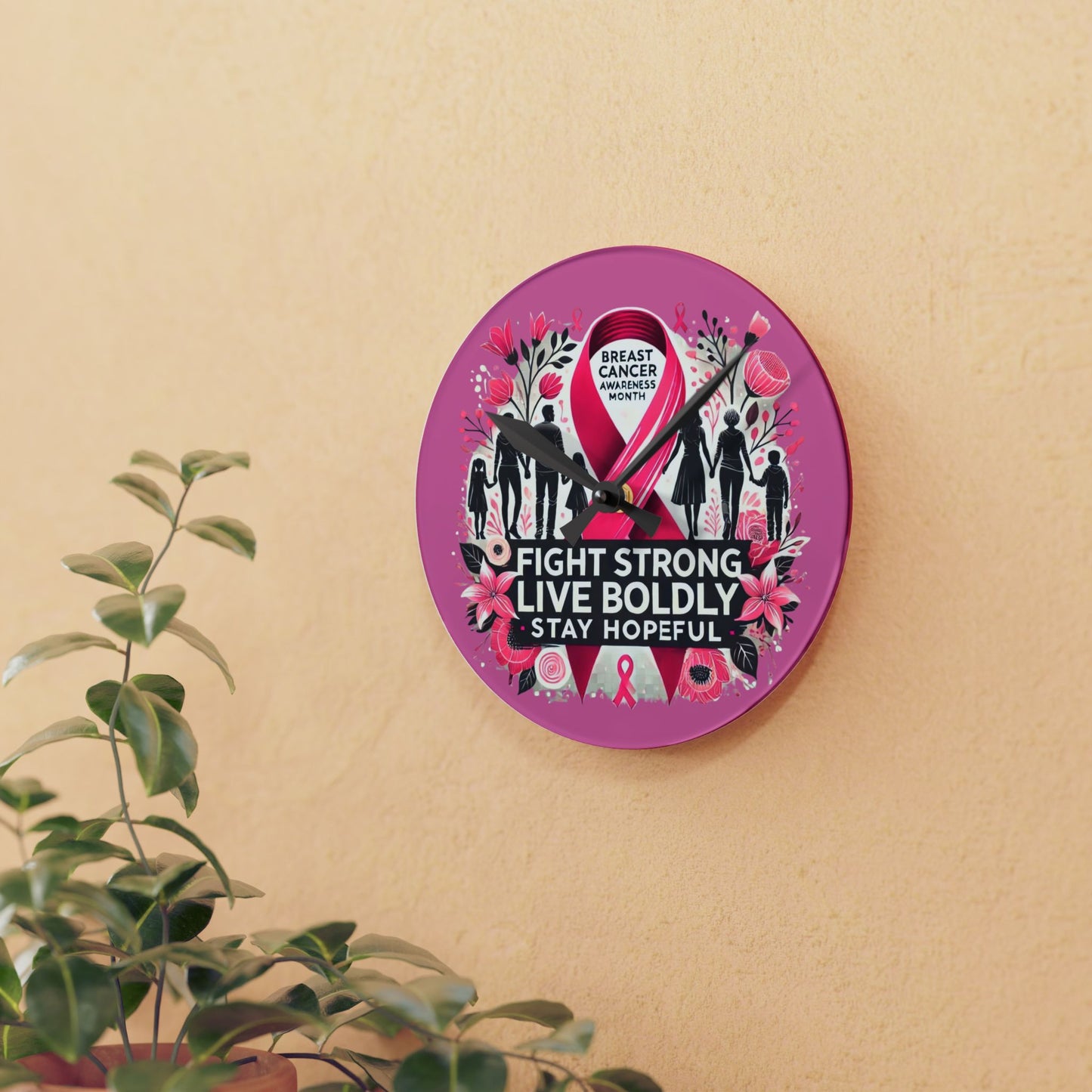 Breast Cancer Awareness Acrylic Wall Clock