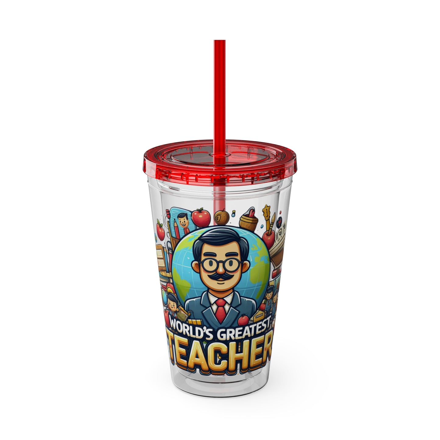 World's Greatest Teacher - Sunsplash Tumbler with Straw, 16oz (G1)