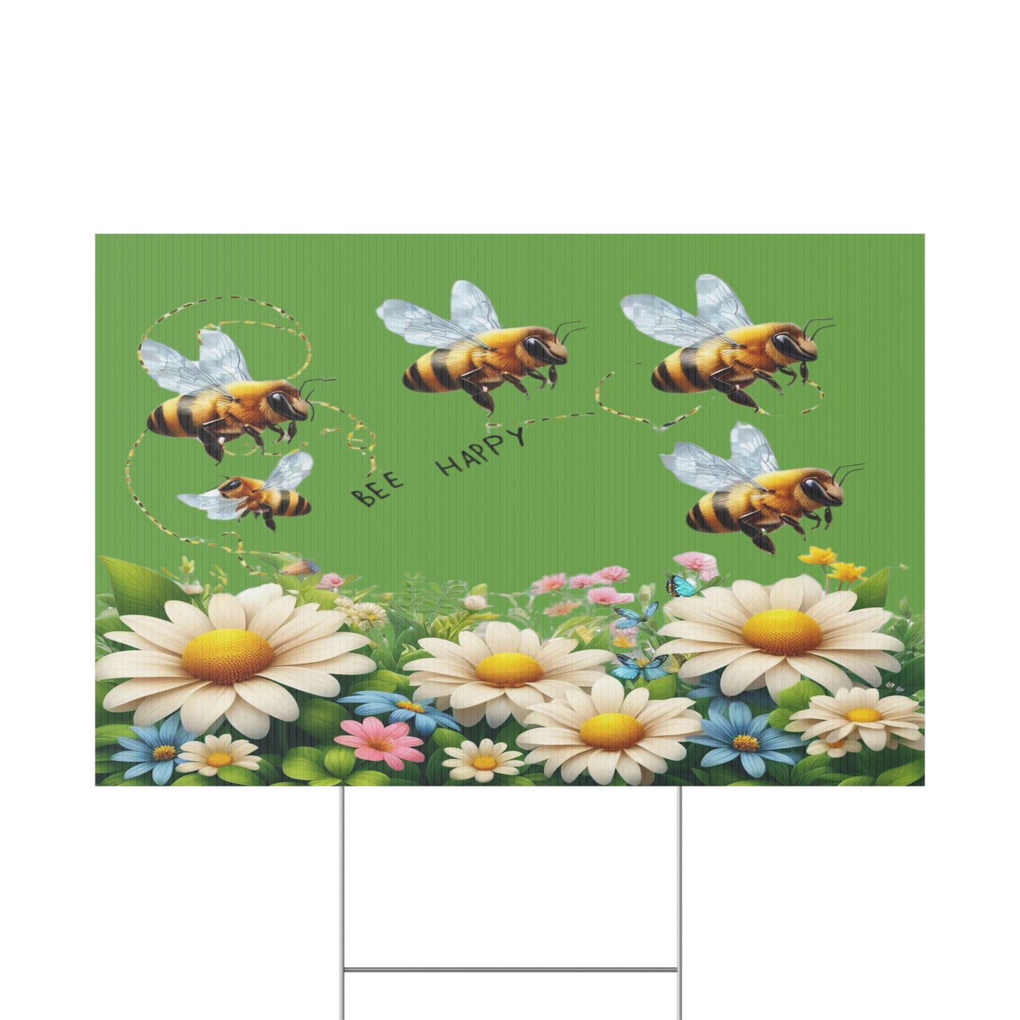 Bee Happy - Plastic Garden Sign