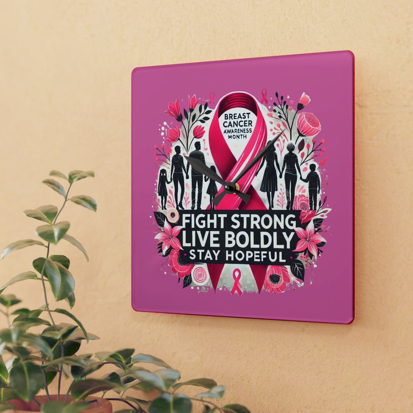 Breast Cancer Awareness Acrylic Wall Clock