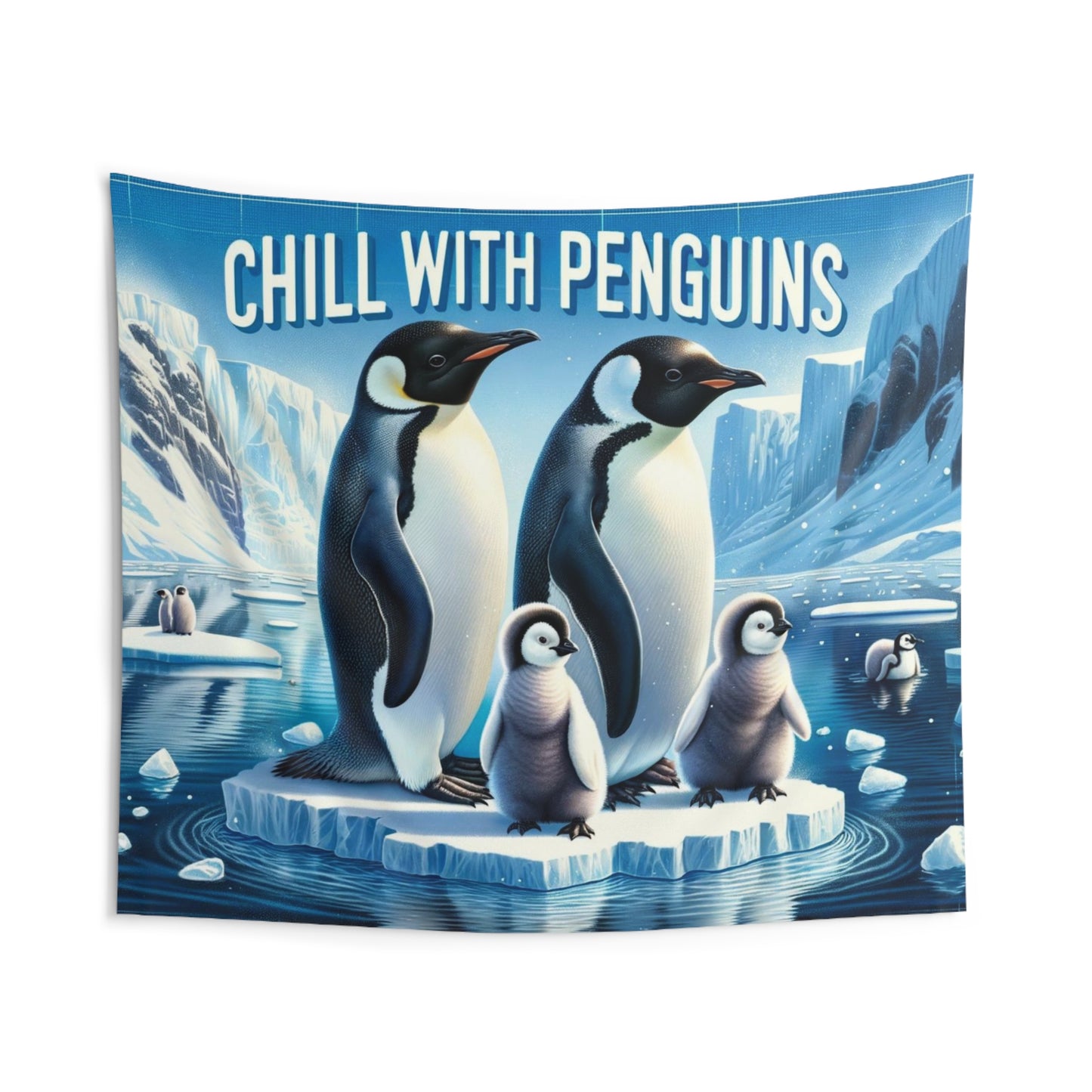 Chill With Penguins Wall Tapestry