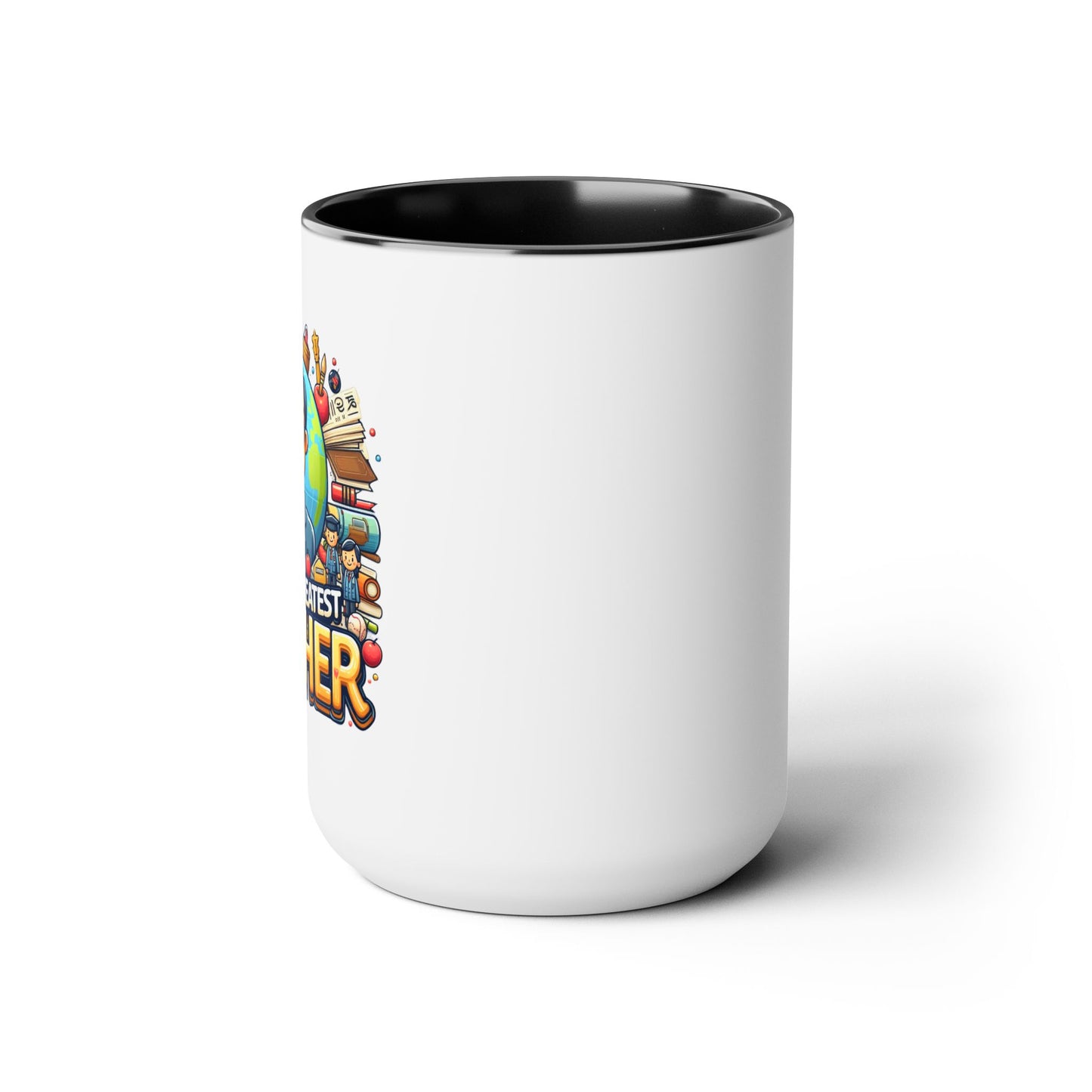 World's Greatest Teacher - Two-Tone Coffee Mugs, 15oz, (LeftG1)
