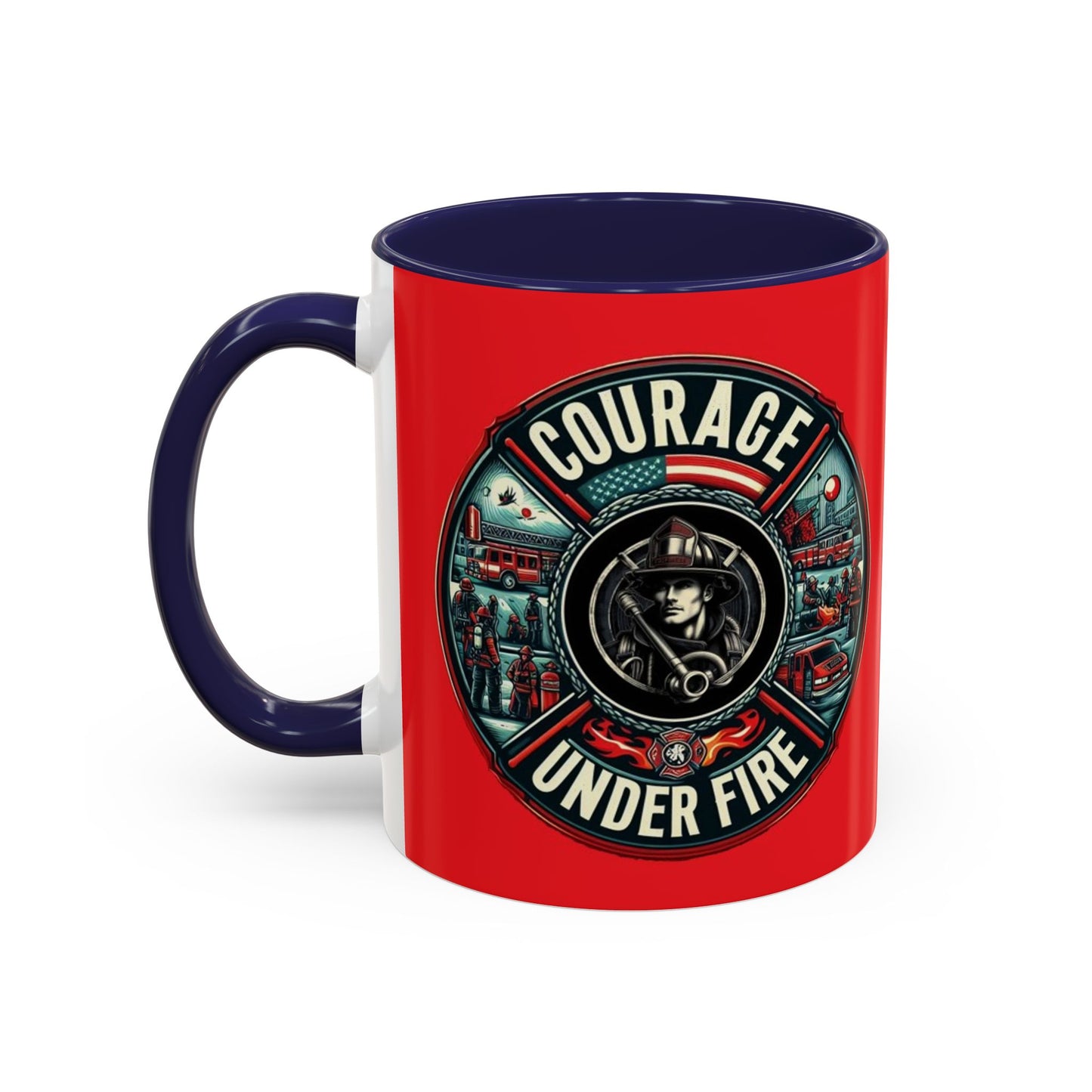 Courage Under Fire - Hook and Ladder 11oz Red Accent Coffee Mug