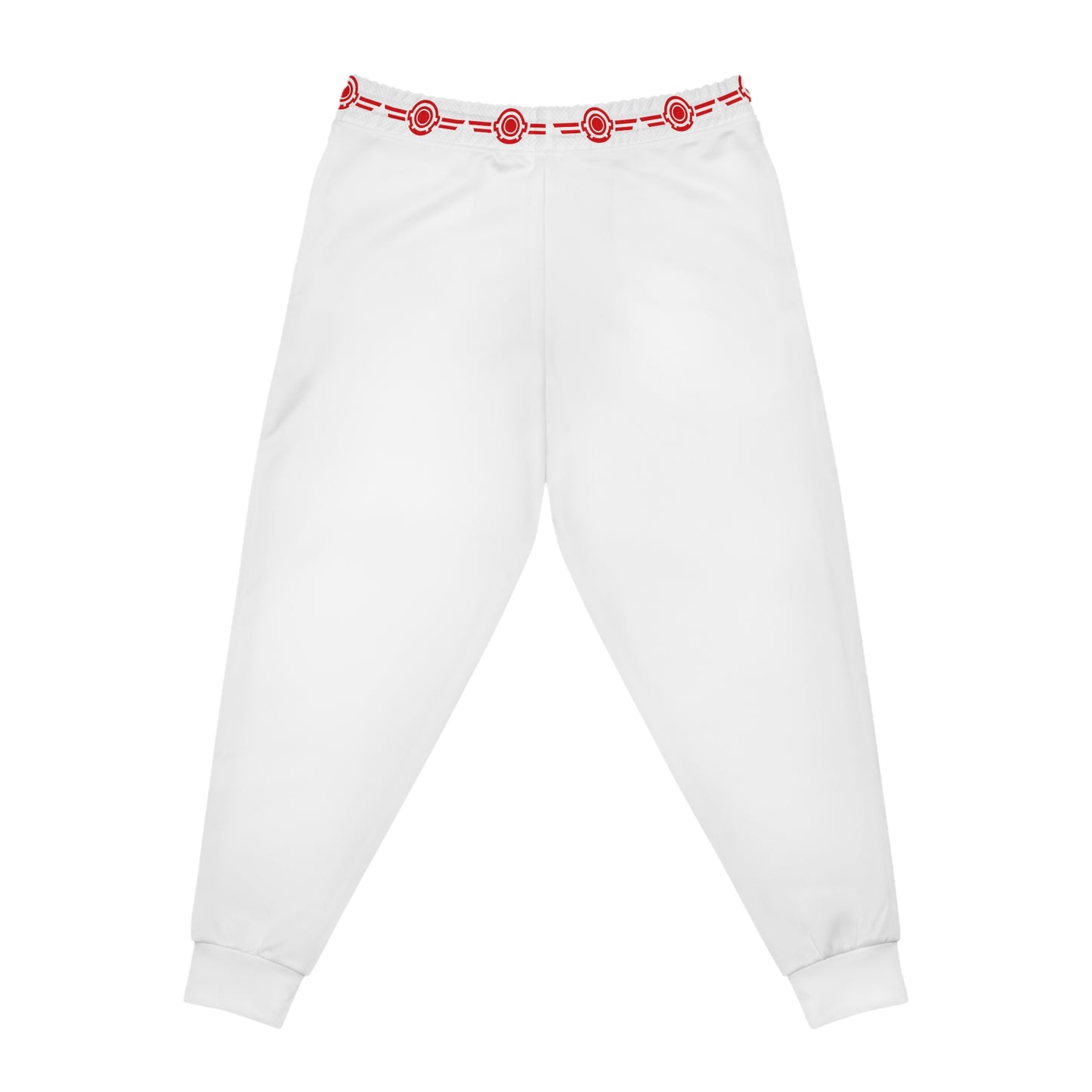 Omnera Branded Logo Athletic Joggers — White & Red Branded Track Pants