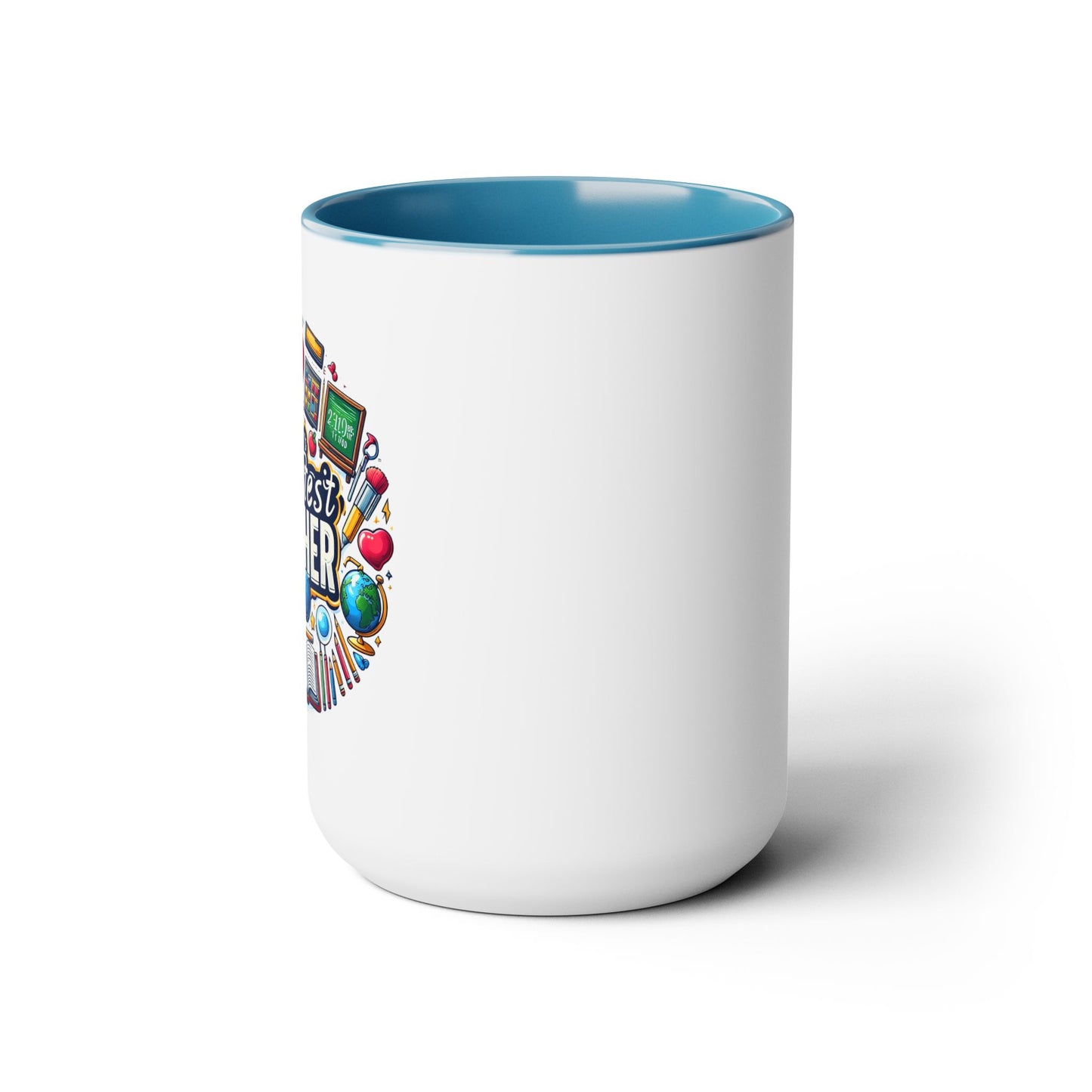 World's Greatest Teacher - Two-Tone Coffee Mugs, 15oz, (LeftG2)