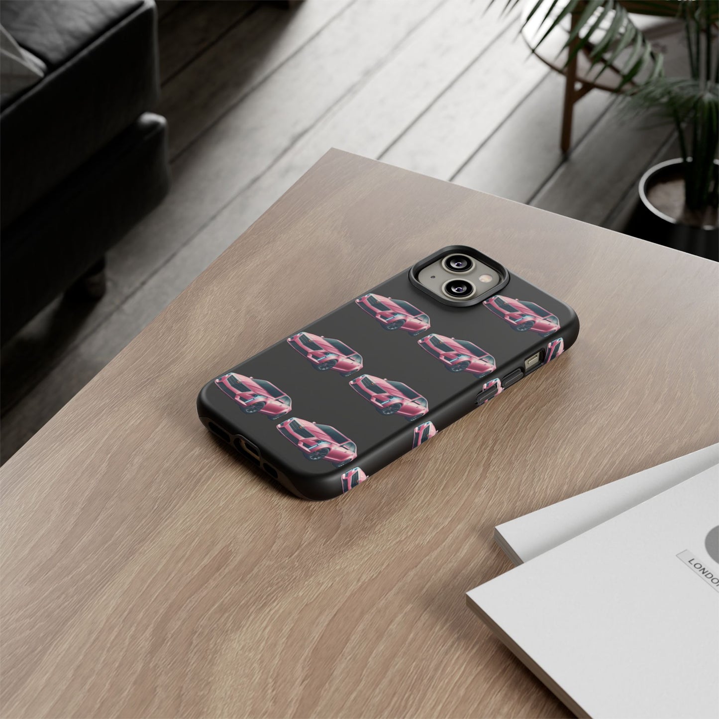 Pink Caddy On Black Phone Case