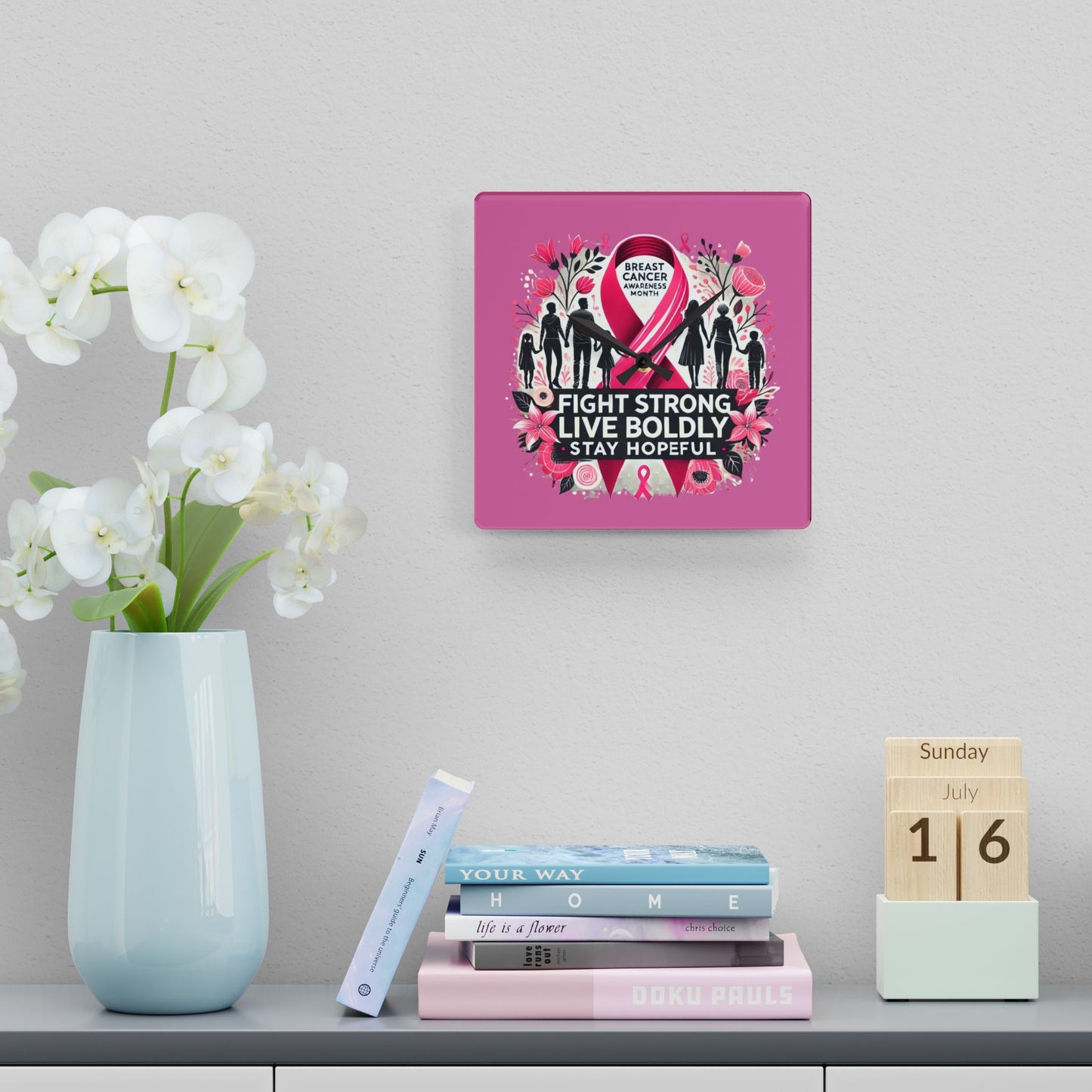 Breast Cancer Awareness Acrylic Wall Clock