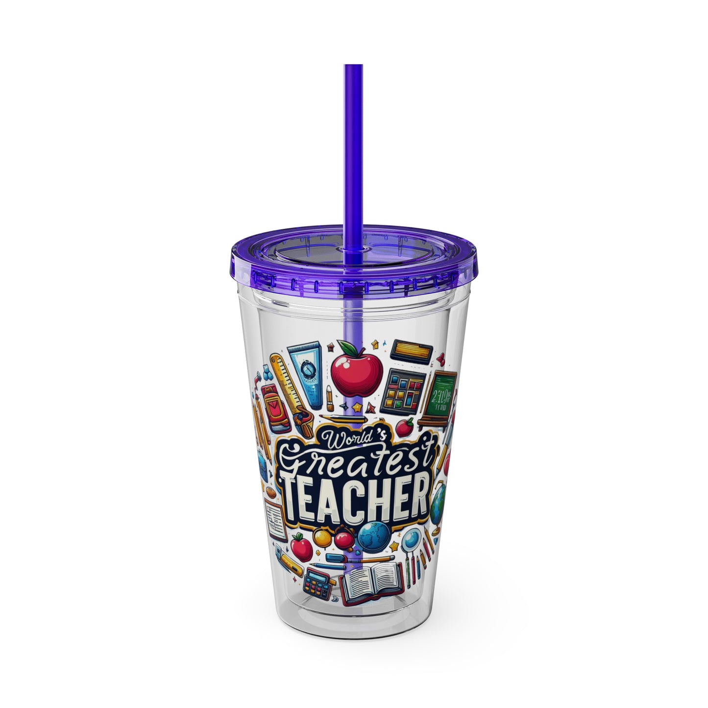 World's Greatest Teacher - Sunsplash Tumbler with Straw, 16oz (G2)