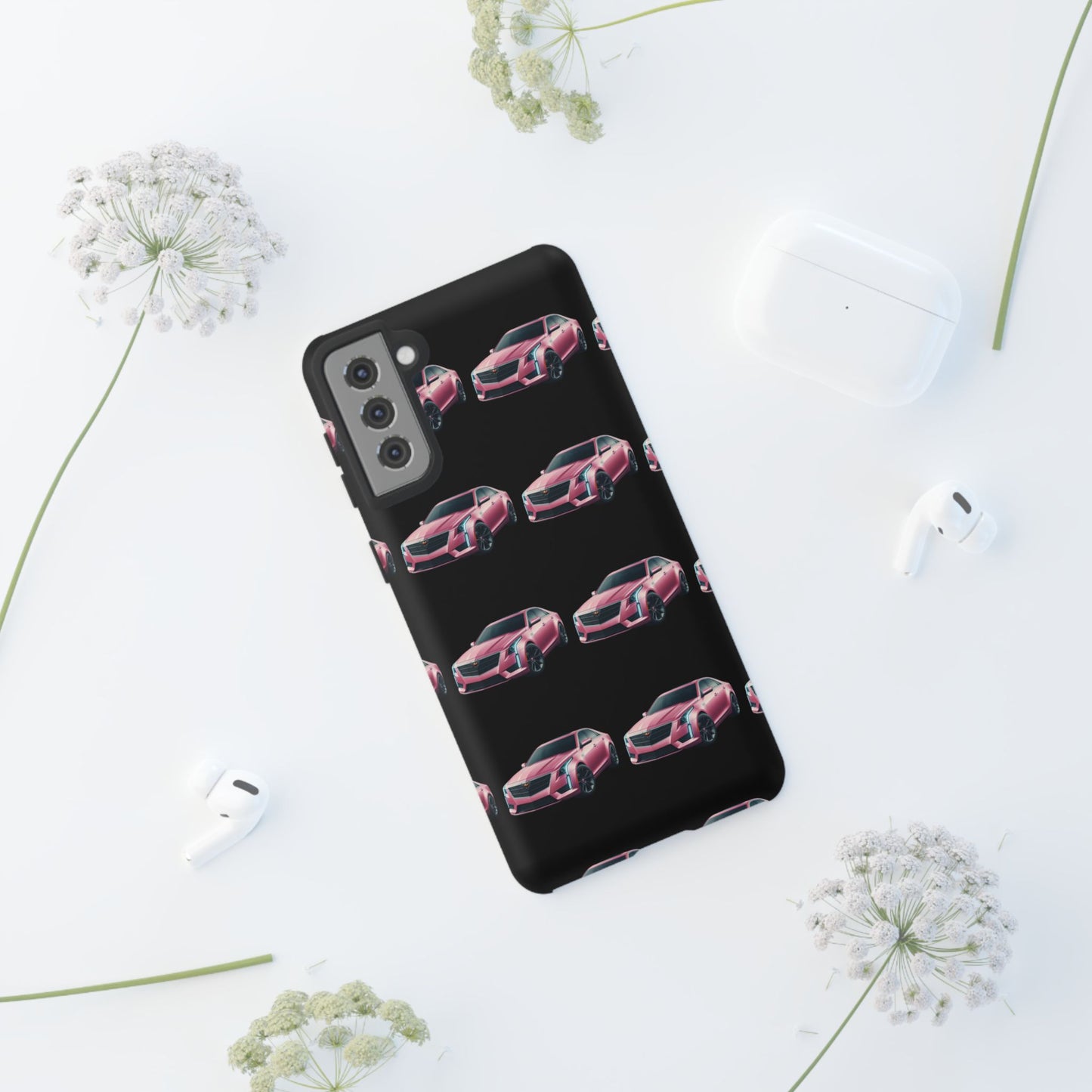 Pink Caddy On Black Phone Case