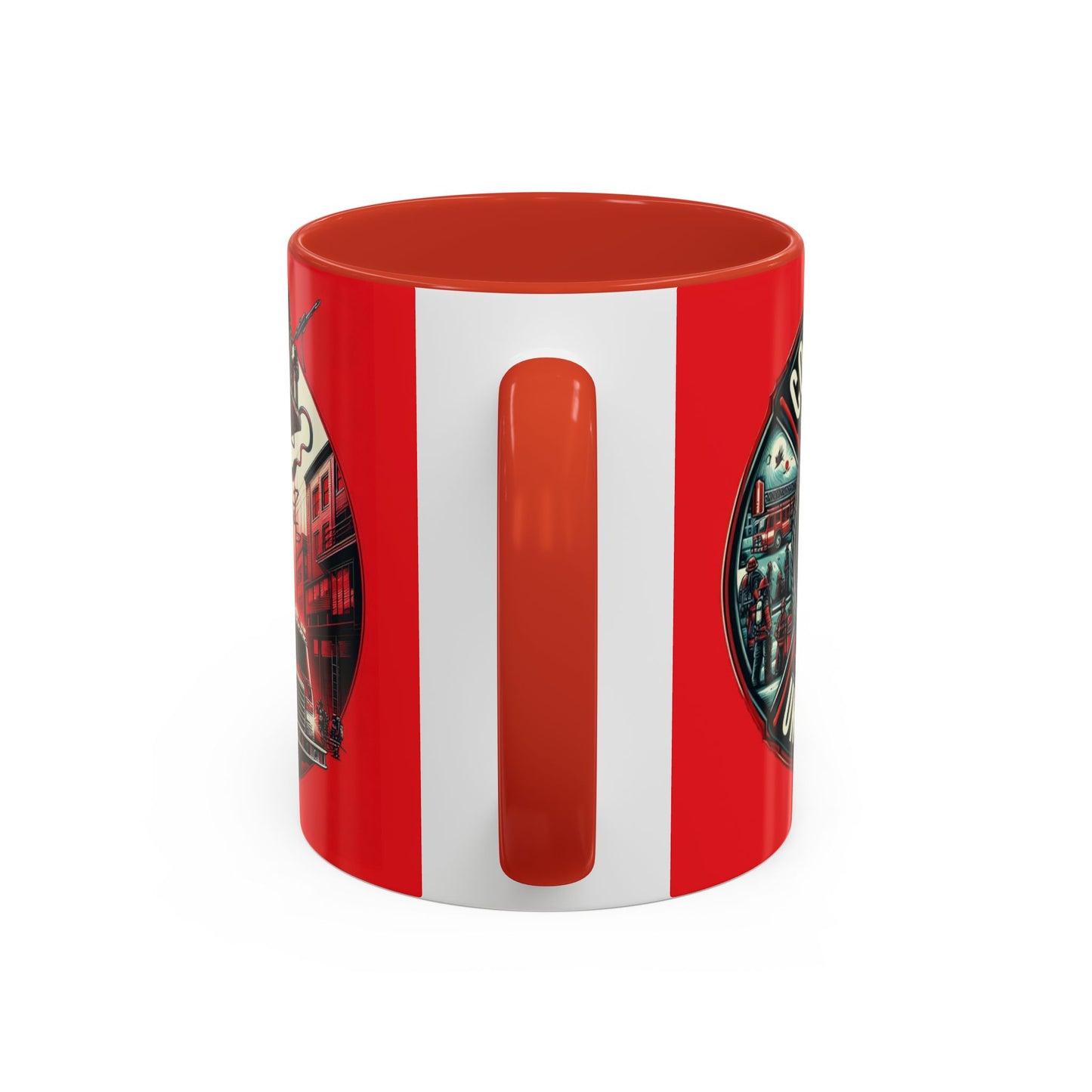 Courage Under Fire - Left Hand - Firemen - Red Accent Coffee Mug, 11oz
