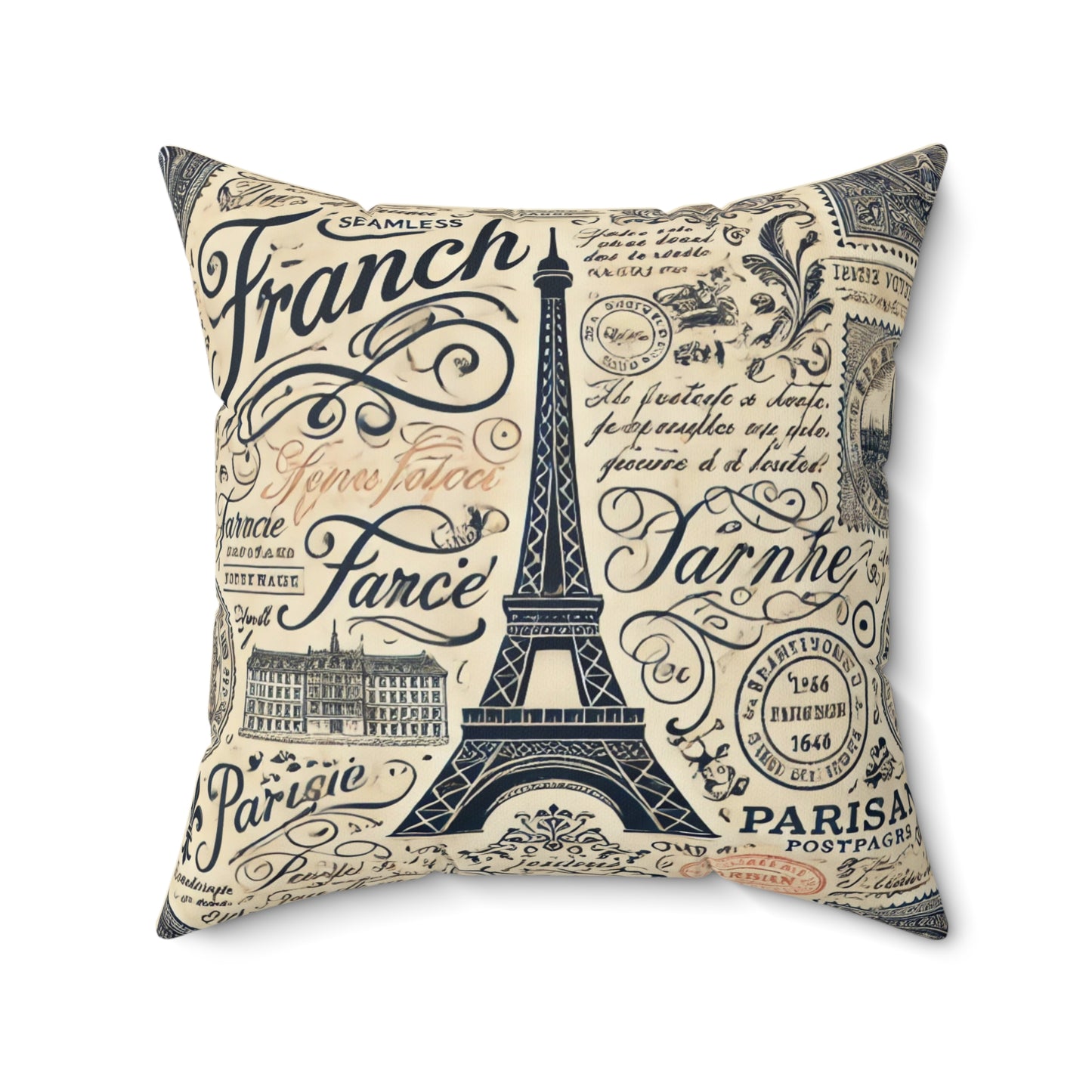 French Typography Square Pillow