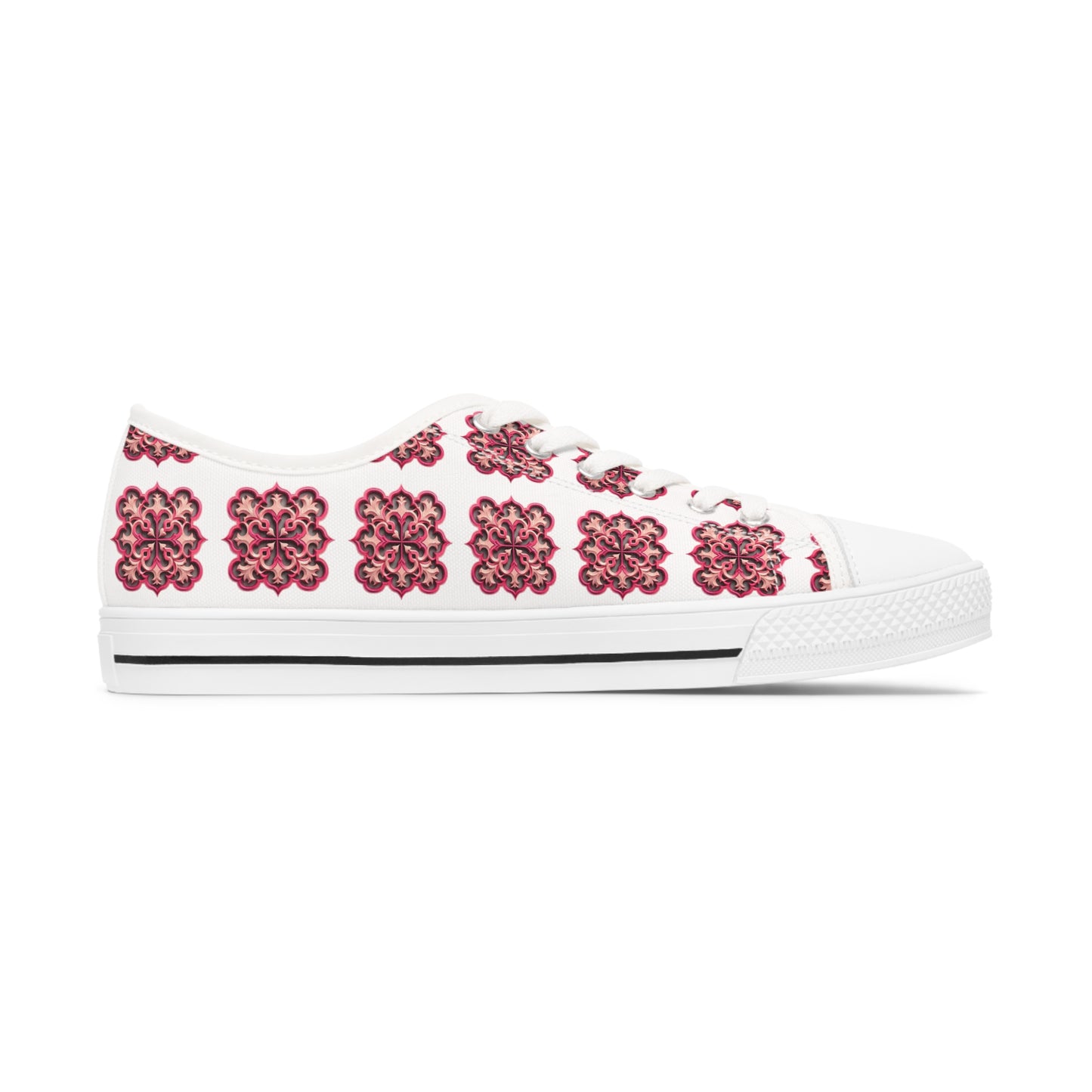 Pink Quatrefoil -Women's Low Top Sneakers