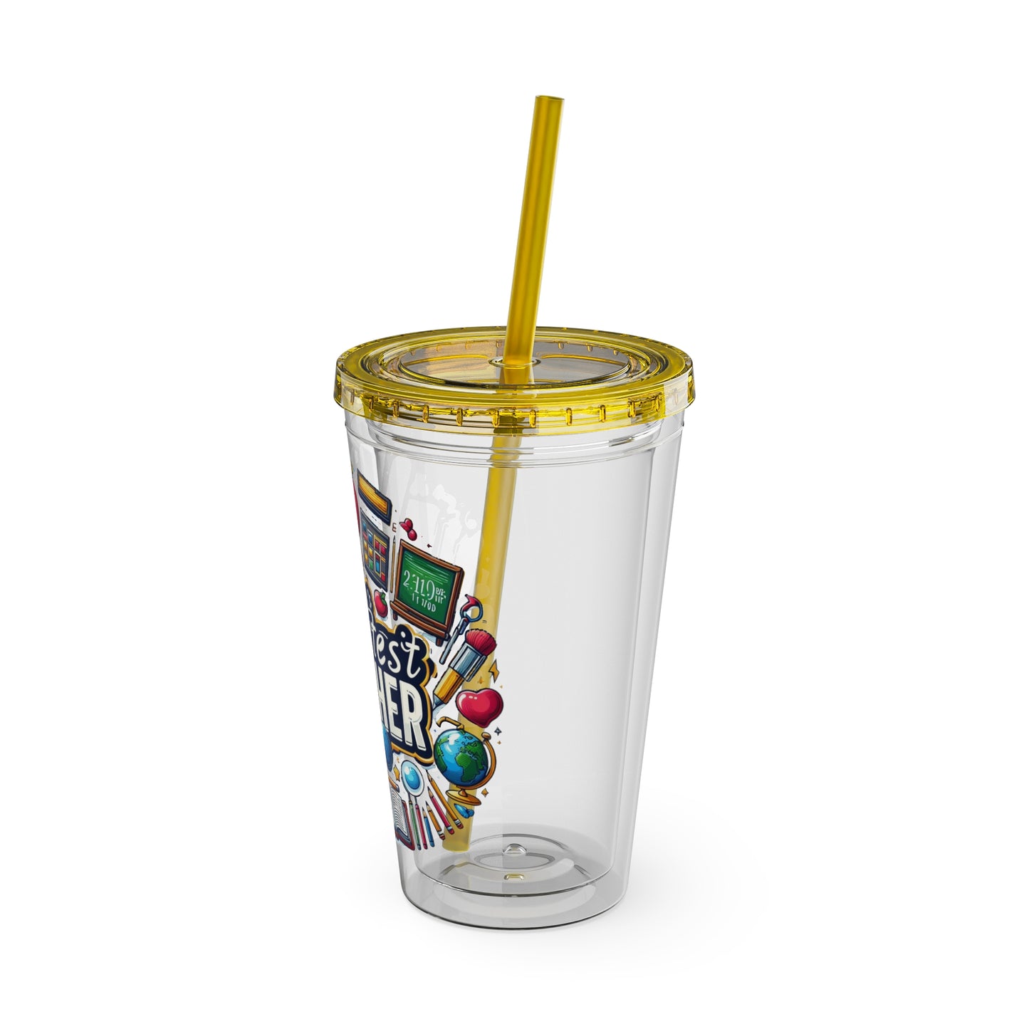 World's Greatest Teacher - Sunsplash Tumbler with Straw, 16oz (G2)