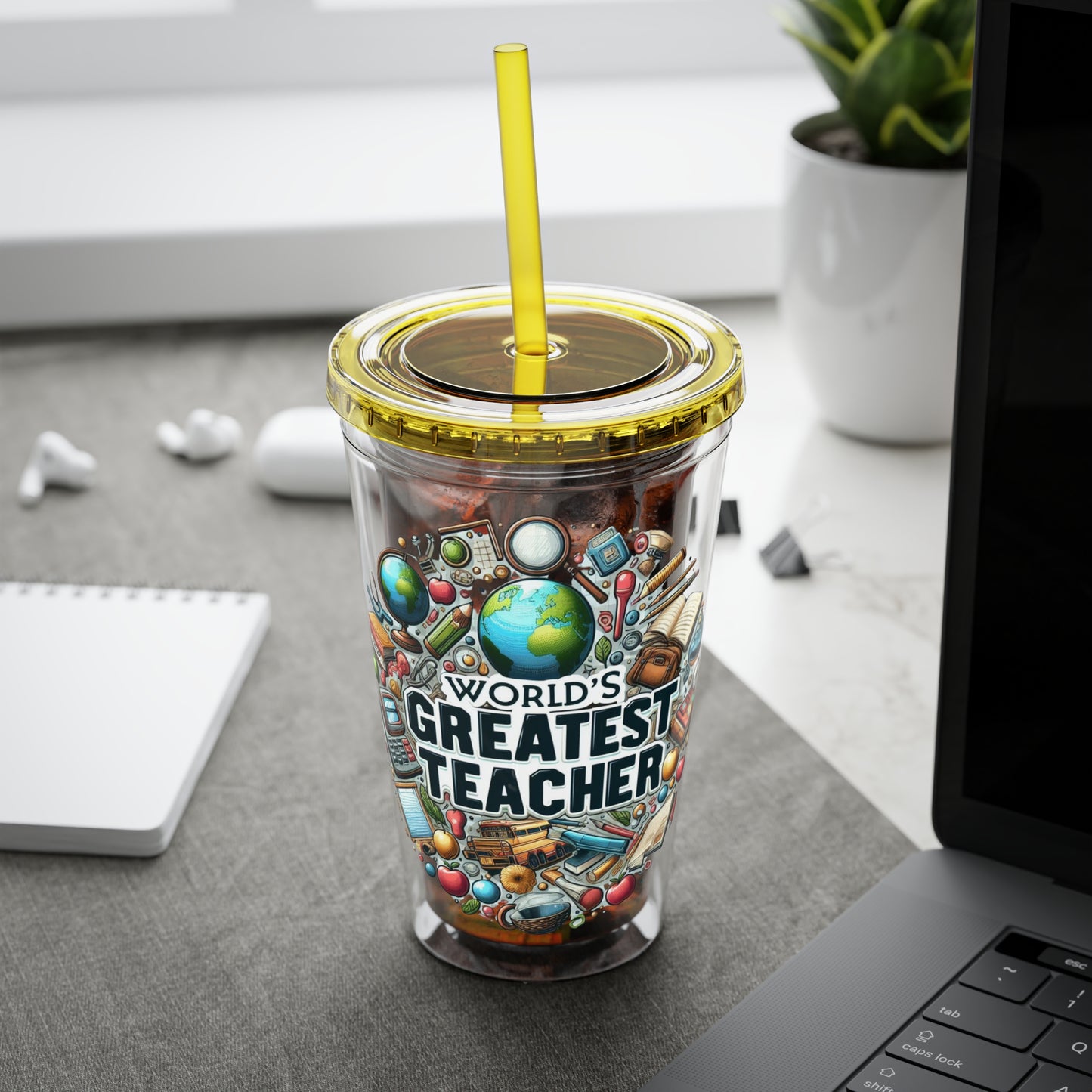 World's Greatest Teacher - Sunsplash Tumbler with Straw, 16oz (G3)
