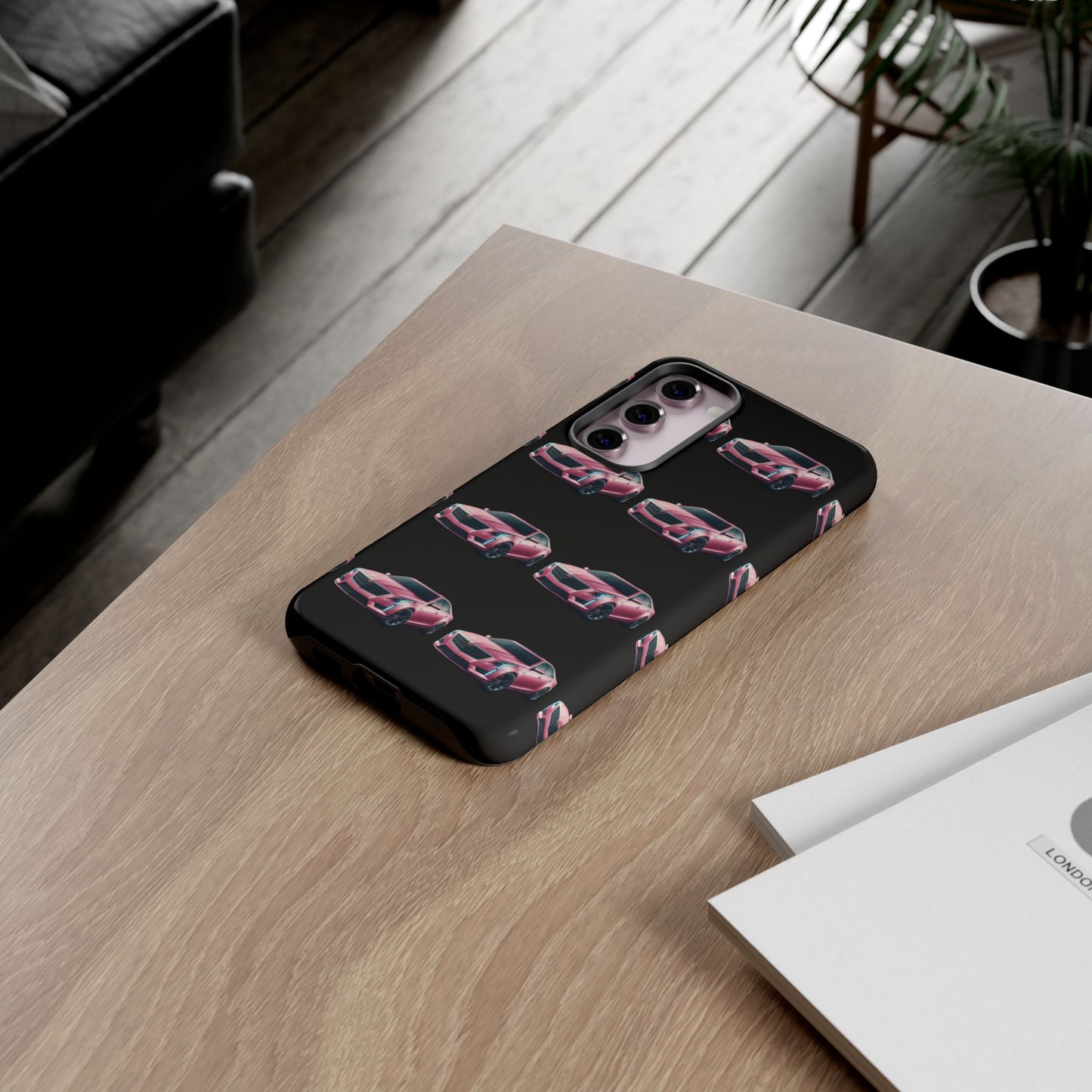 Pink Caddy On Black Phone Case