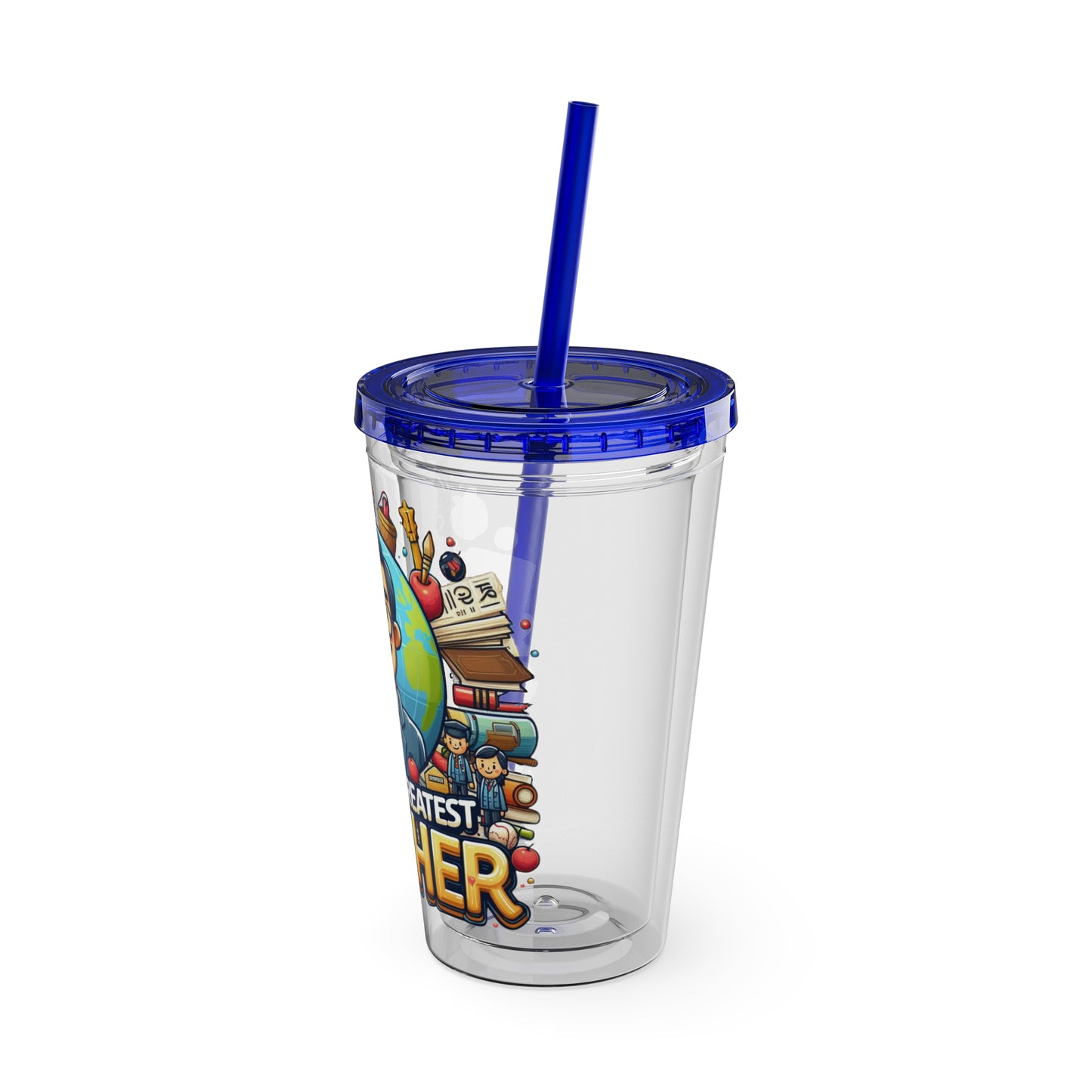World's Greatest Teacher - Sunsplash Tumbler with Straw, 16oz (G1)
