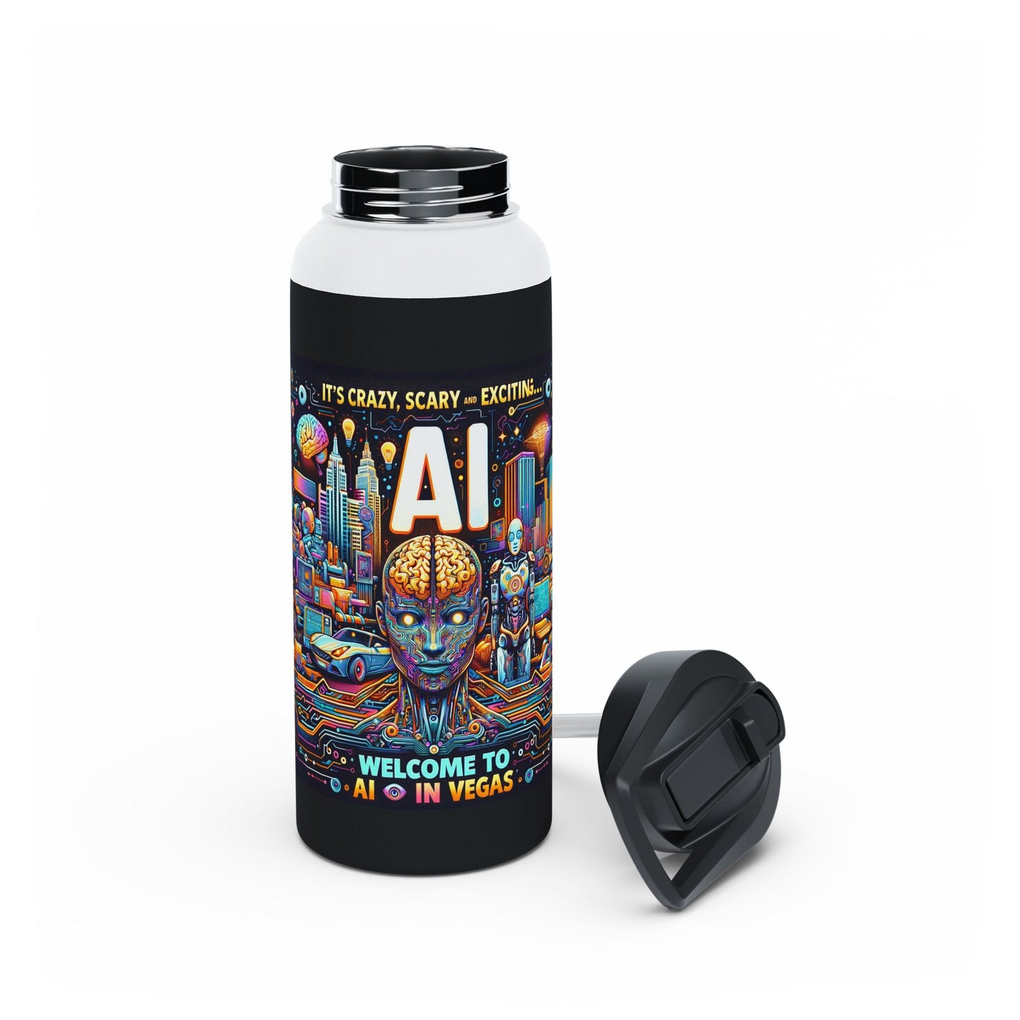 Welcome To AI In Vegas - Stainless Steel Water Bottle, Standard Lid