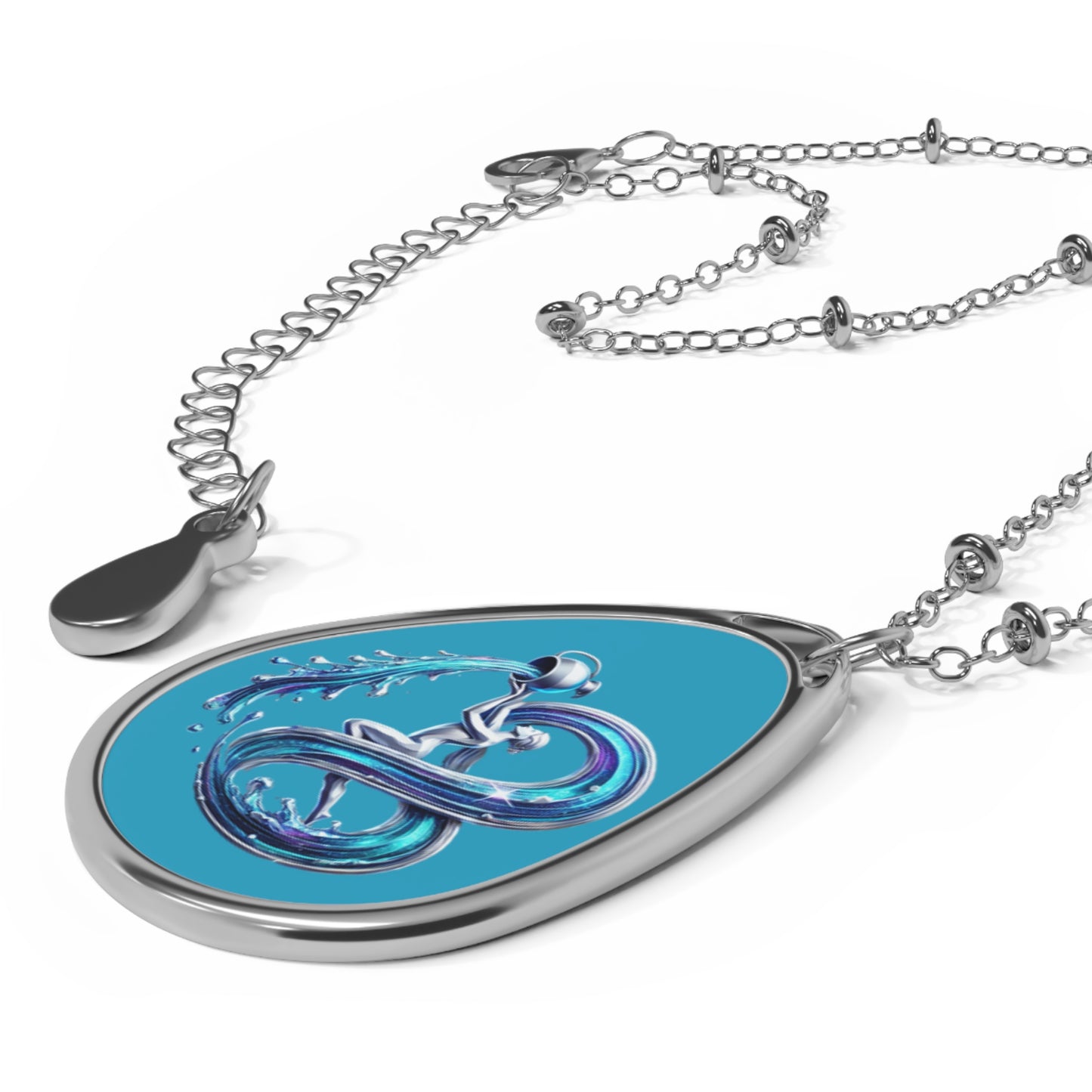Aquarius Zodiac Oval Necklace