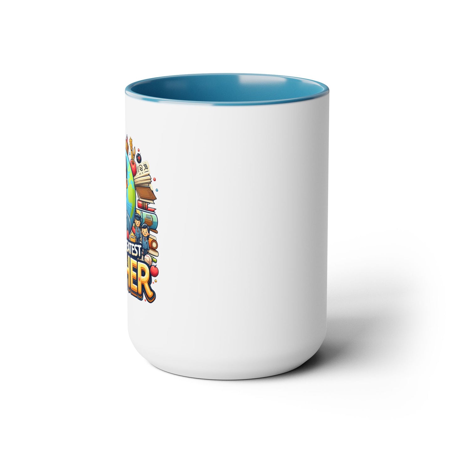 World's Greatest Teacher - Two-Tone Coffee Mugs, 15oz, (LeftG1)