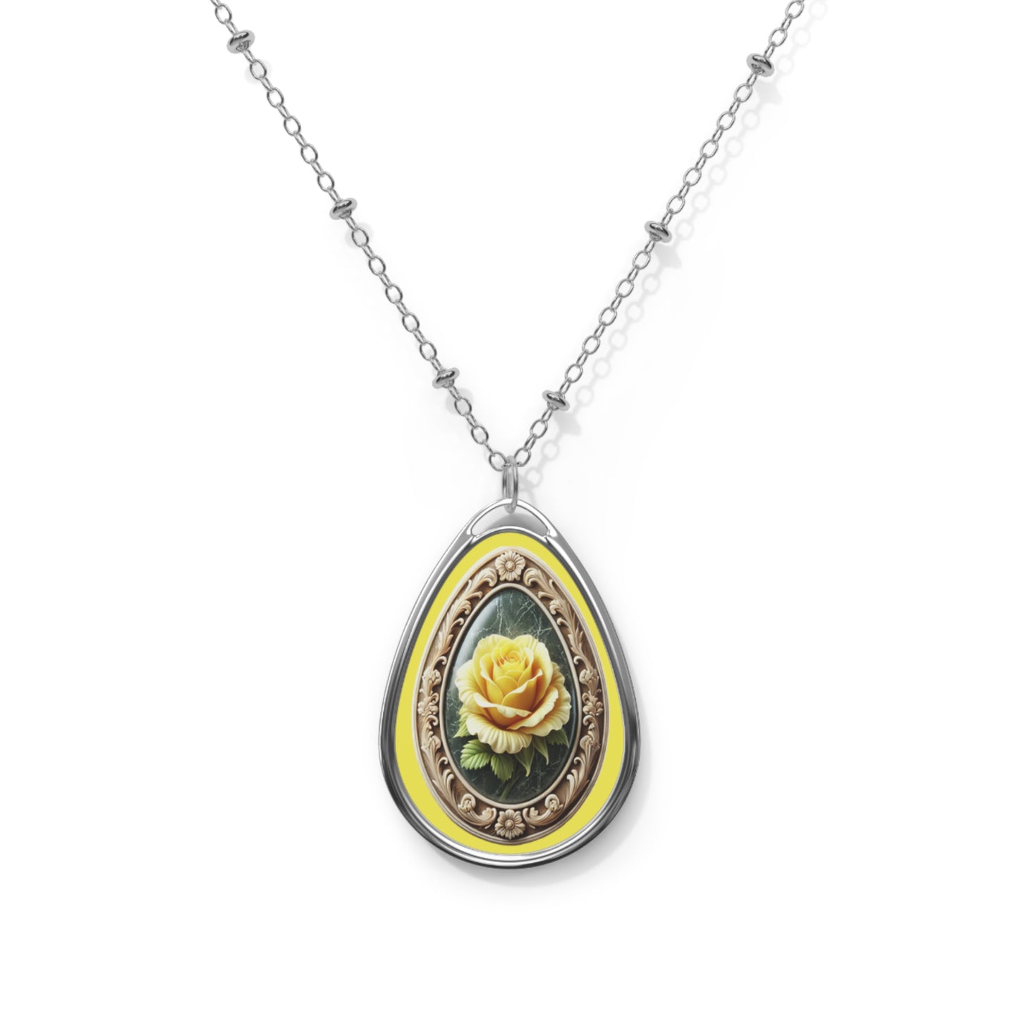 AI Cameo - Yellow Rose Oval Necklace