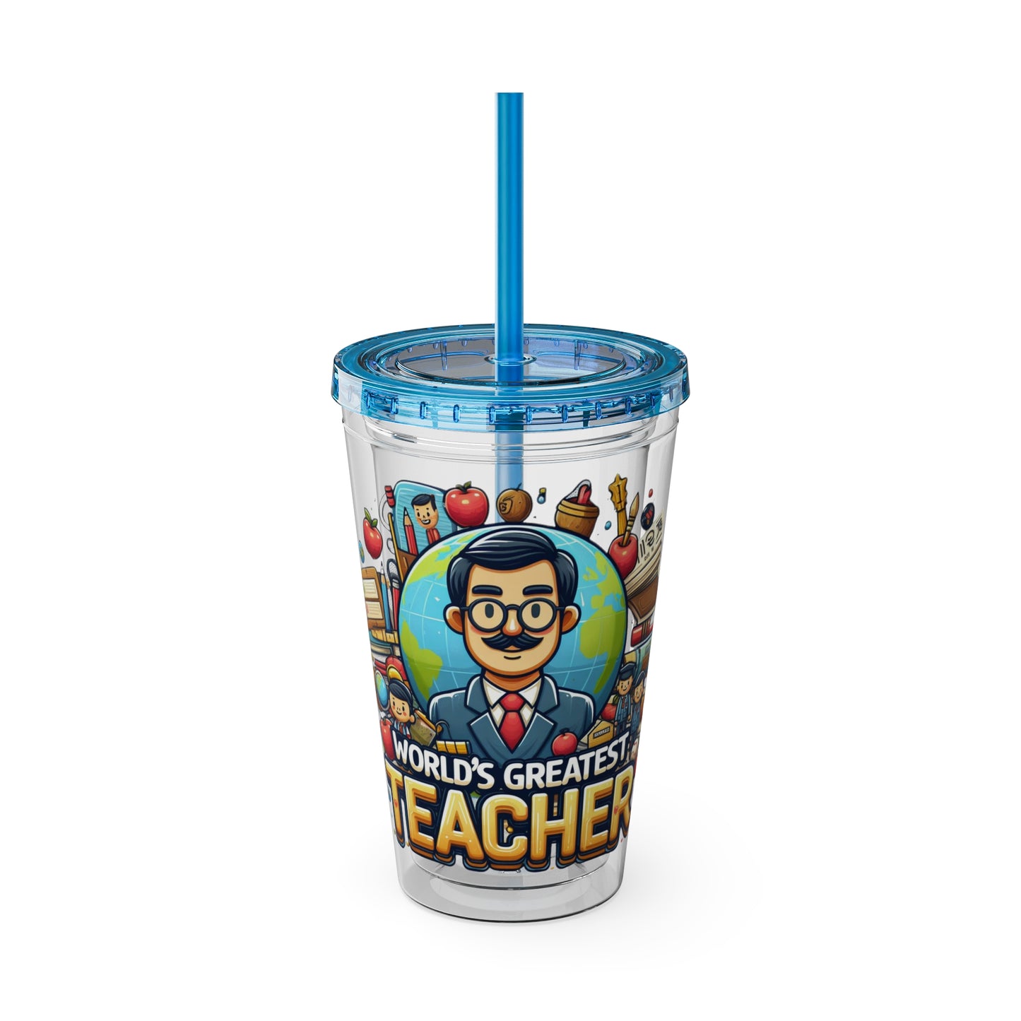 World's Greatest Teacher - Sunsplash Tumbler with Straw, 16oz (G1)