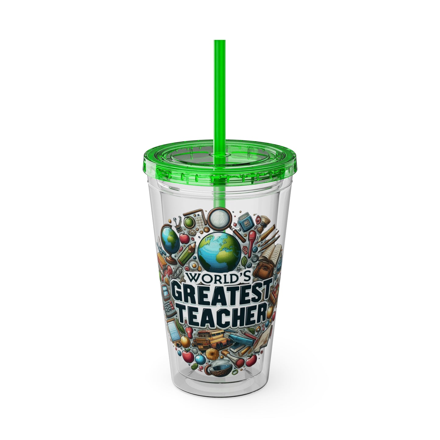 World's Greatest Teacher - Sunsplash Tumbler with Straw, 16oz (G3)