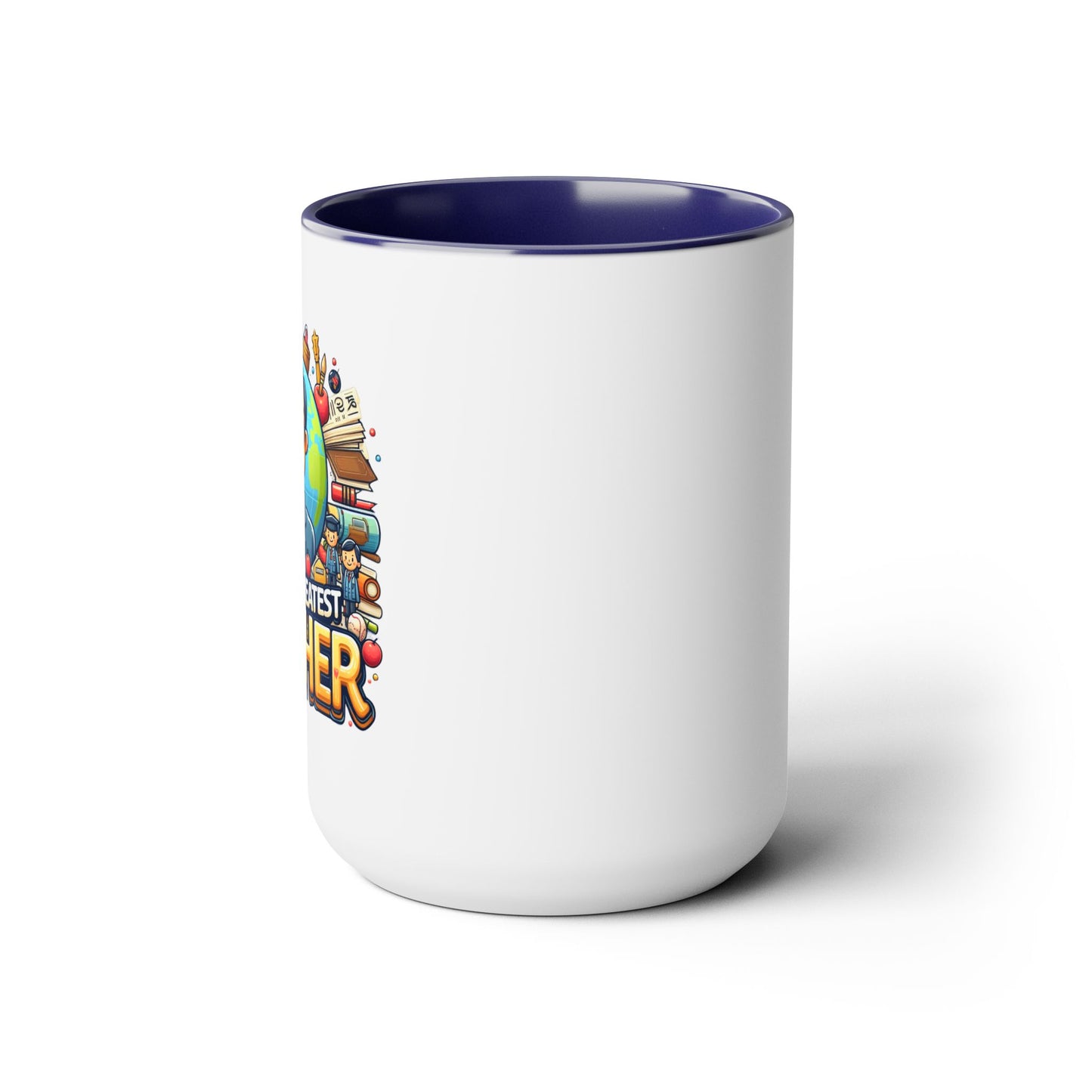 World's Greatest Teacher - Two-Tone Coffee Mugs, 15oz, (LeftG1)