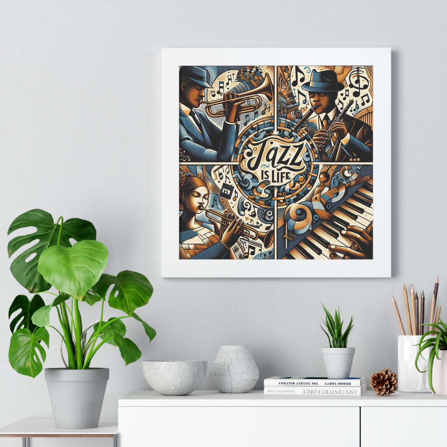 Jazz Is Life -  Unique Wall Art - Framed Vertical Poster