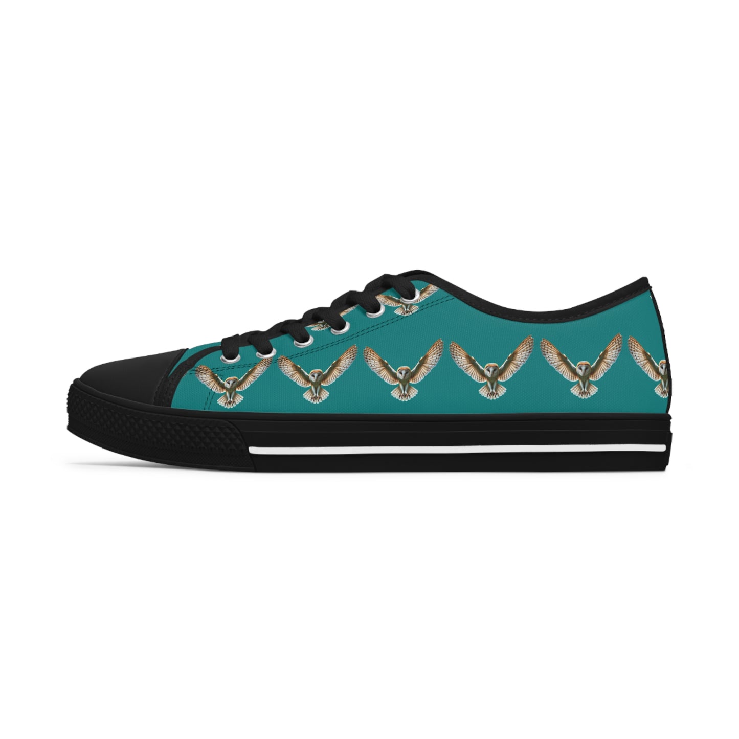 Teal Barn Owl - Women's Low Top Sneakers