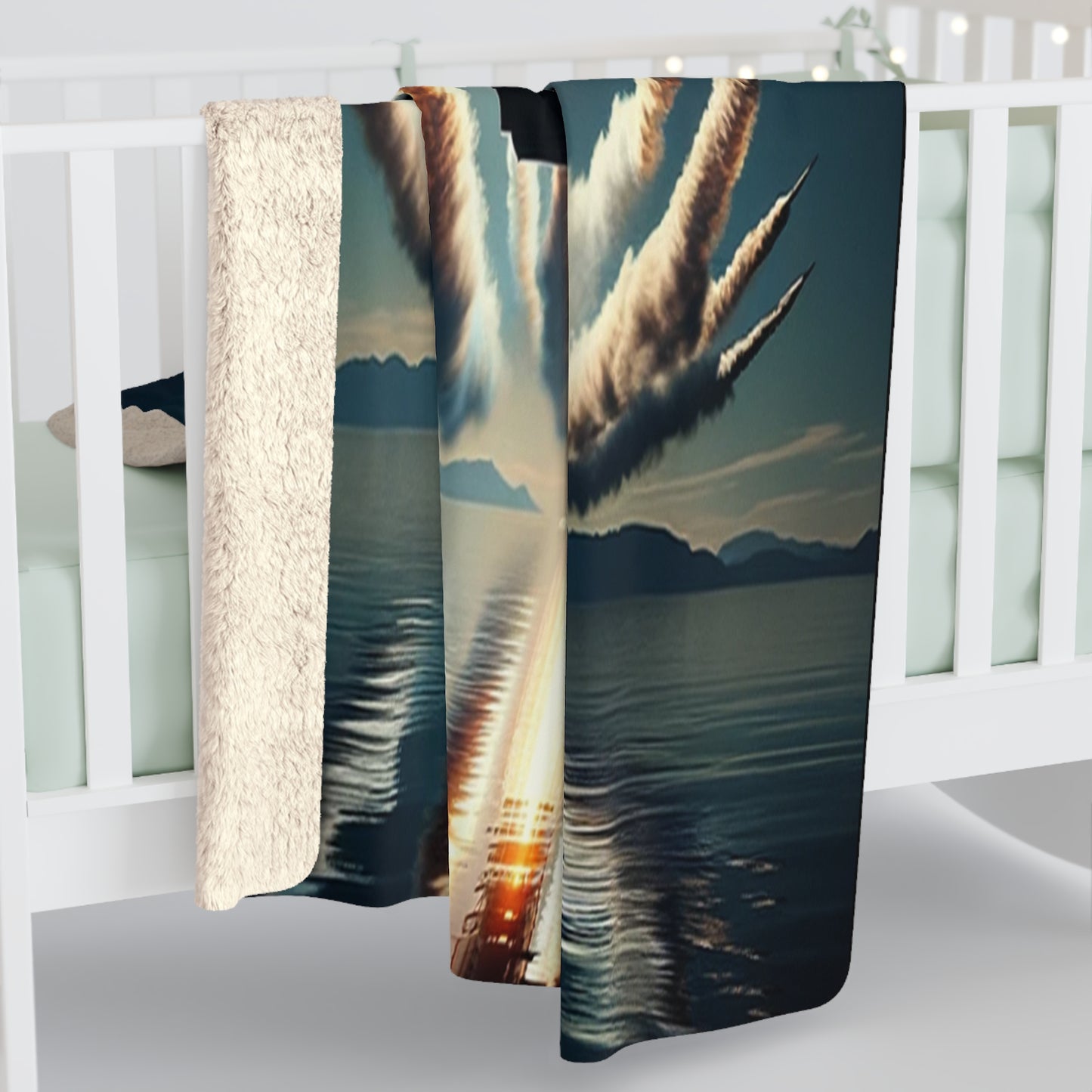F16 Fighter With Full Afterburners  - Sherpa Fleece Blanket