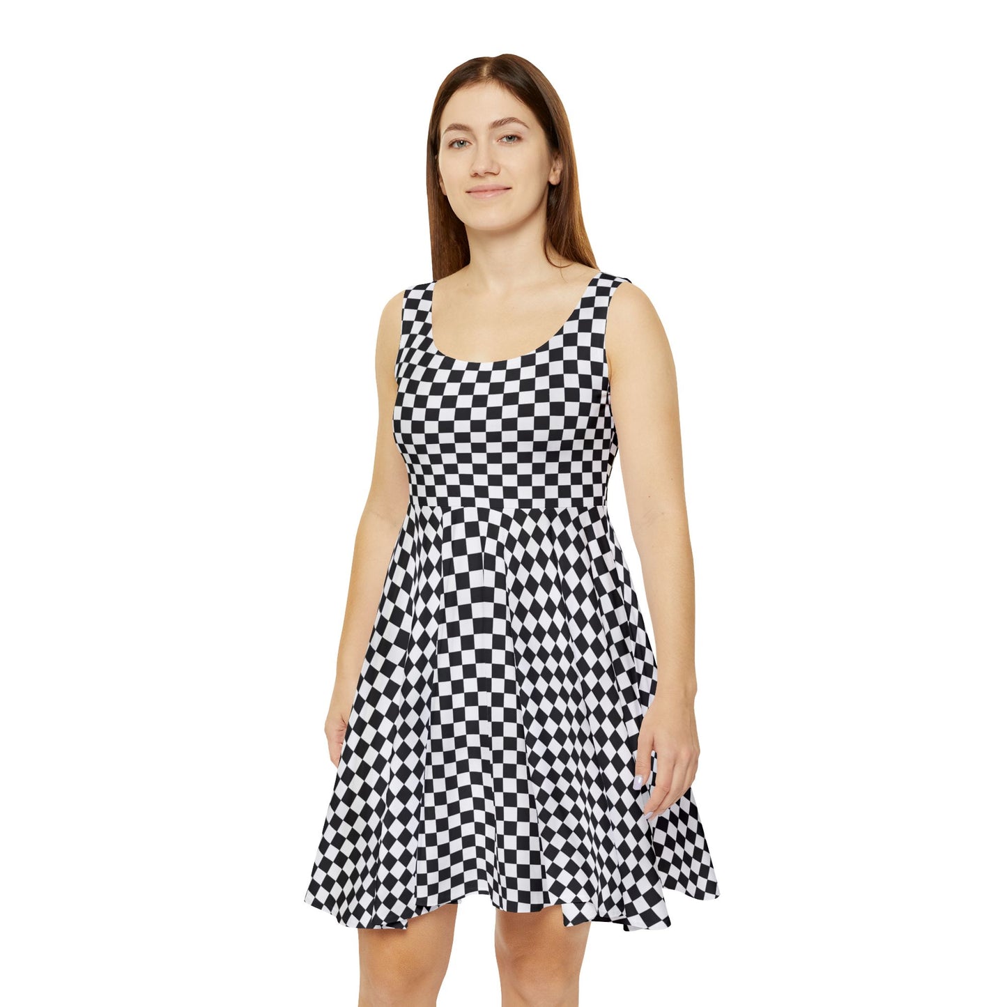Black and White Checkboard Skater Dress