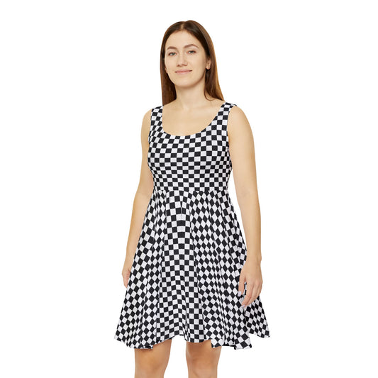 Black and White Checkboard Skater Dress