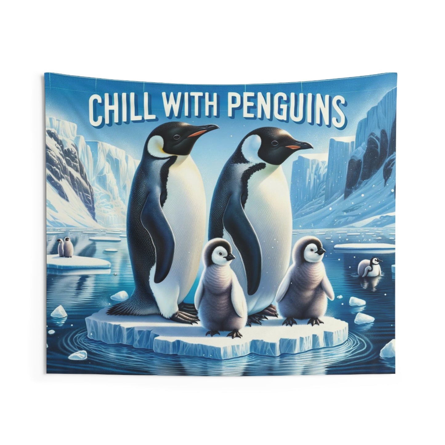 Chill With Penguins Wall Tapestry