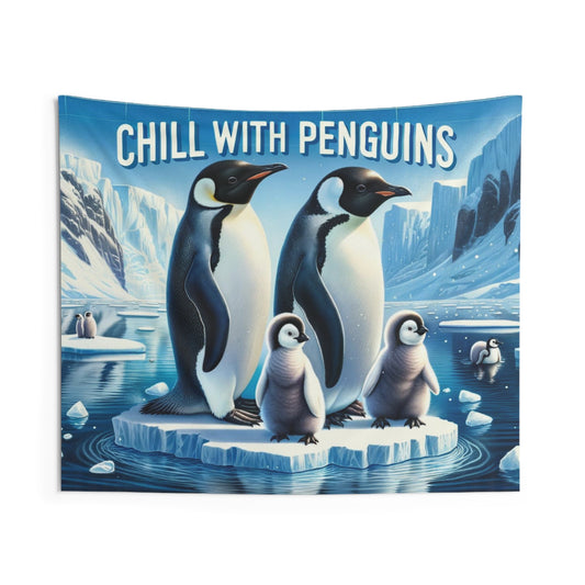 Chill With Penguins Wall Tapestry