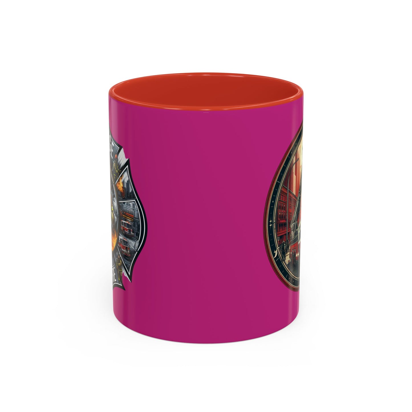 Courage Under Fire - Fire Chief - Hook and Ladder - Pink/White Accent Coffee Mug, 11oz